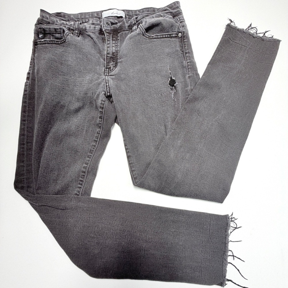 KanCan Gris High Rise Super Skinny Jeans Womens 11 29 Gray Distressed Raw Hem